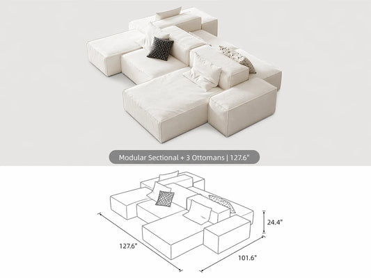 (Modular Sectional with 3 Ottomans)