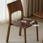 Modern wooden chair with open backrest on beige carpet, seat dimensions 43cm x 46cm x 3.2cm thickness