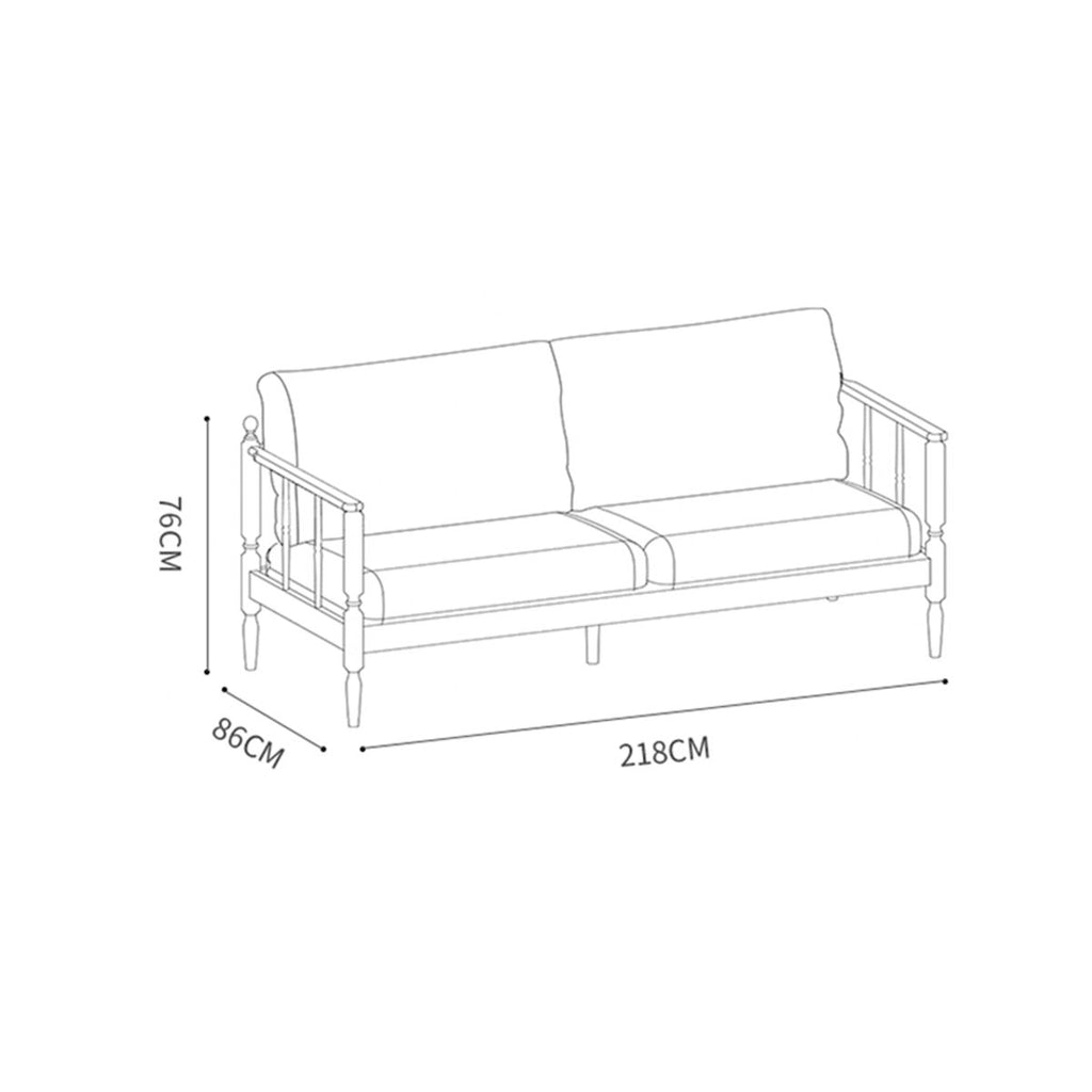 Dimensions diagram of the Morris 3-seater sofa showing width and depth specifications.