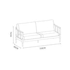 Dimensions diagram of the Morris 3-seater sofa showing width and depth specifications.