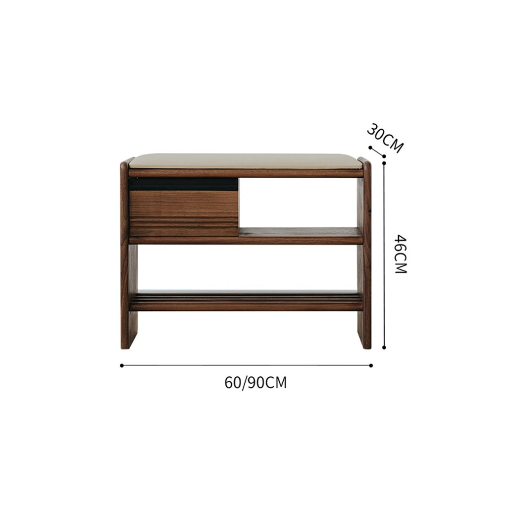 Dimension diagram of the Butler shoe bench showing a depth of 30cm and variable lengths.