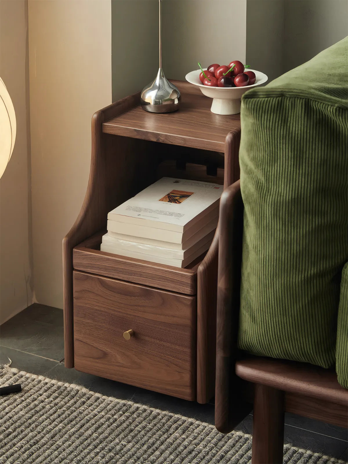 Detail shot revealing high-quality English dovetail joinery on the solid wood drawer box.