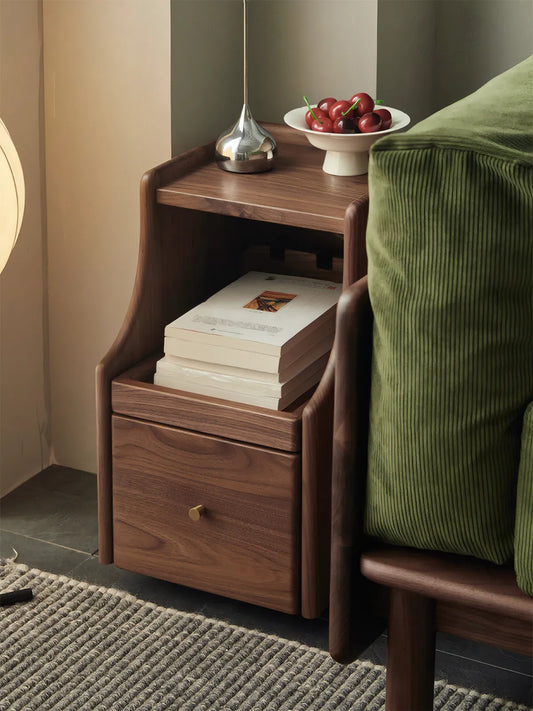 Detail shot revealing high-quality English dovetail joinery on the solid wood drawer box.
