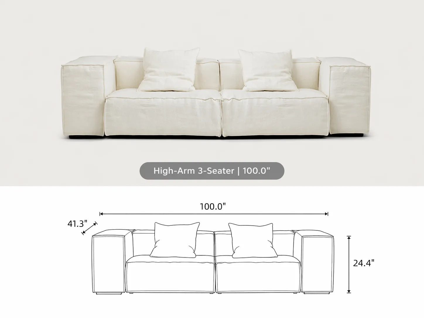 (3-Seater with High Arms)