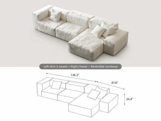 (3-Seater with Right Chiase & Left High Arm)