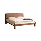 Side profile of Nordic style solid wood bed with slim legs and clean lines.