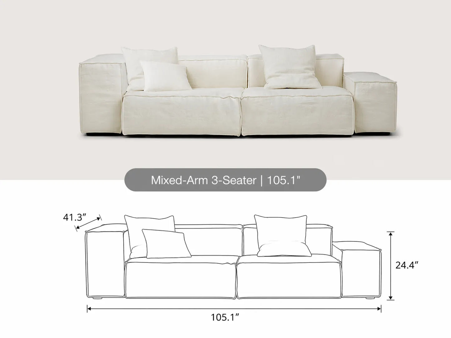 (3-Seater with Left High Arms)