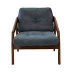 Walnutry solid black walnut lounge chair with plush blue cushions and wooden frame