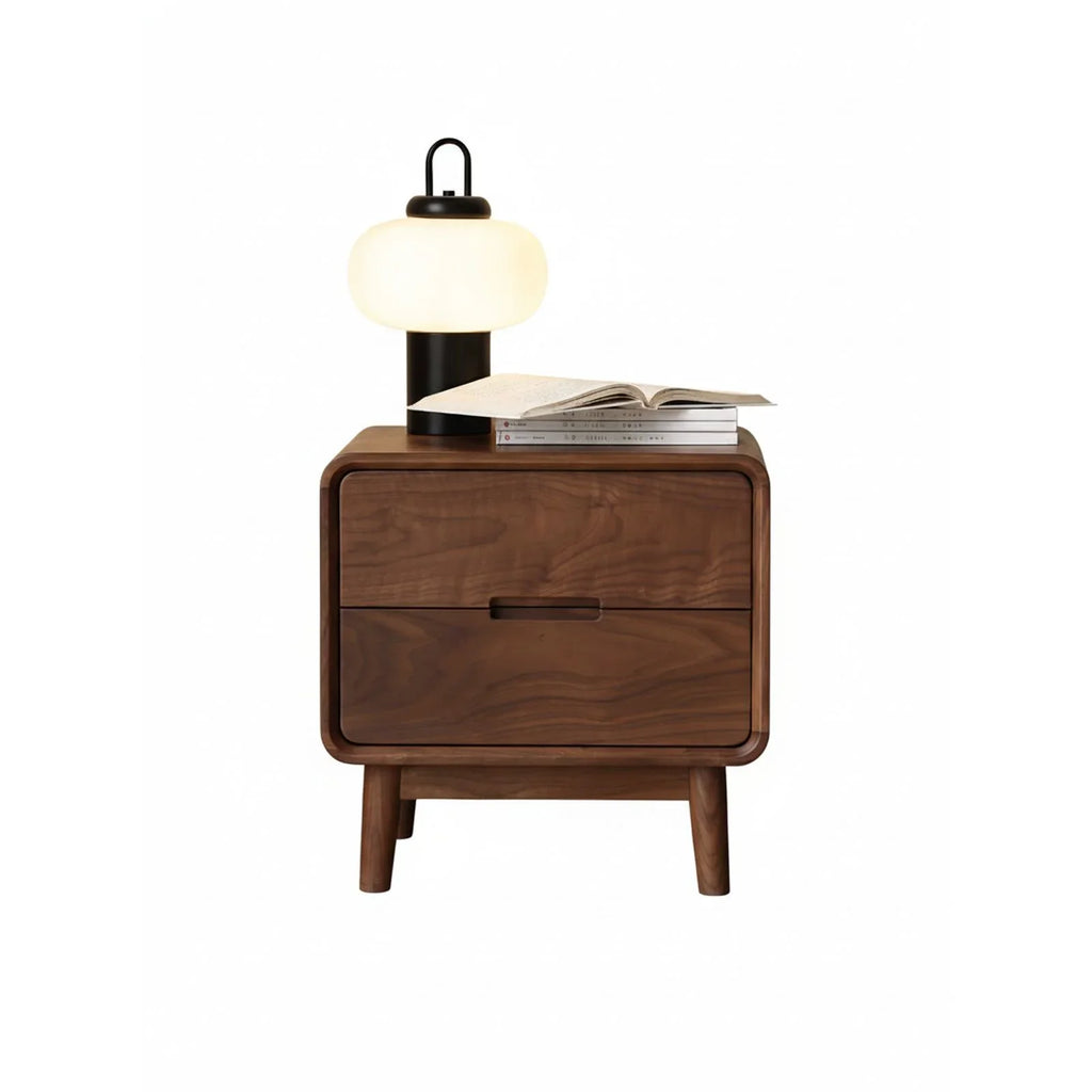 Walnutry Haven nightstand made from 100% solid black walnut with no auxiliary wood.