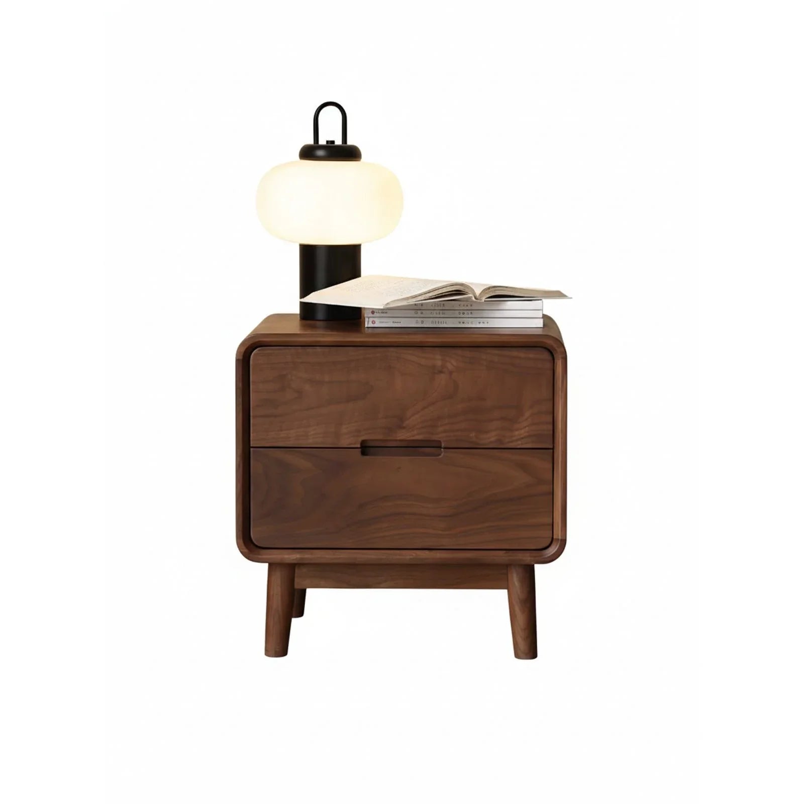 Walnutry Haven nightstand made from 100% solid black walnut with no auxiliary wood.