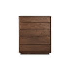 Walnutry Classic solid black walnut 5-drawer tallboy dresser for bedroom storage.
