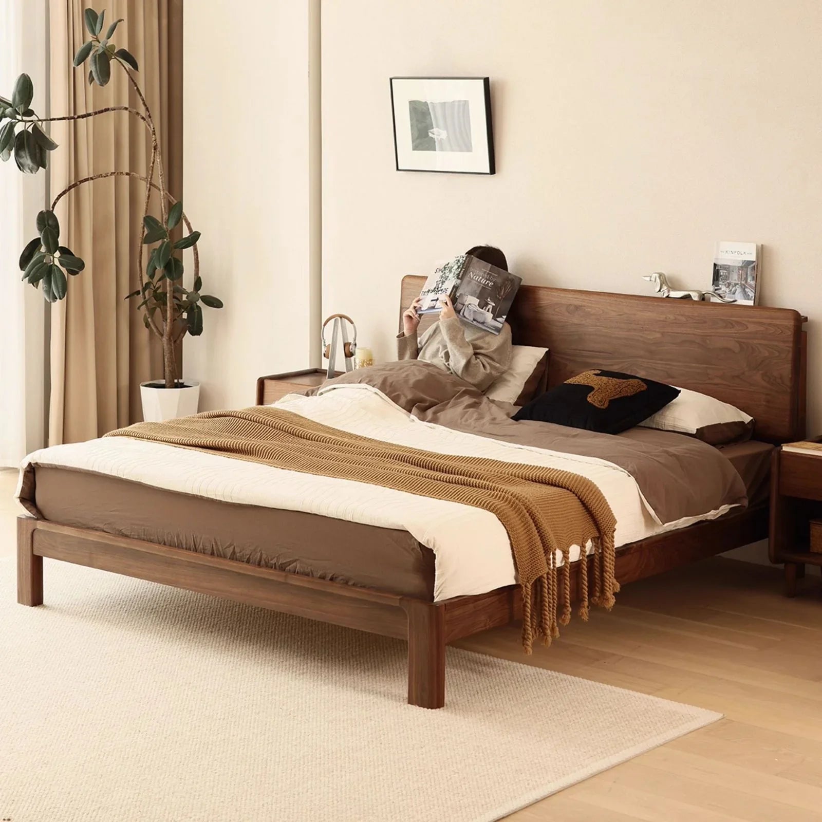 Durable wooden slat base for foam and spring mattresses, no box spring required.