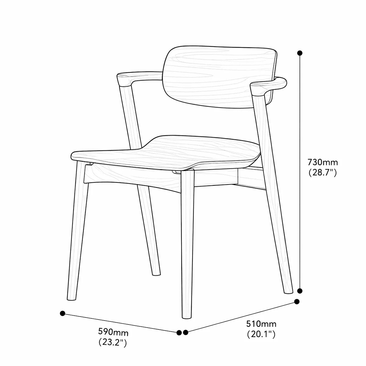 Taren Curved Arm Dining Chair - image 11