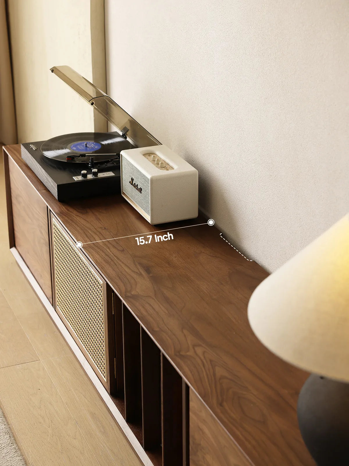 Walnutry Arden tv console showing the spacious top surface for media equipment