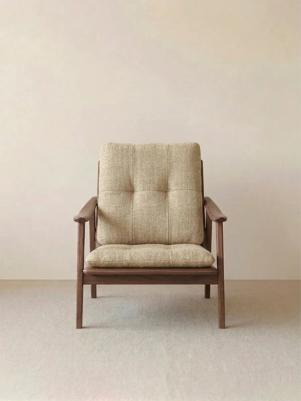 Walnutry Haven beige mid-century modern chair with fabric tufted cushion (Beige)