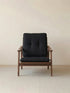 Walnutry Haven black mid-century modern chair with fabric tufted cushion (Black)