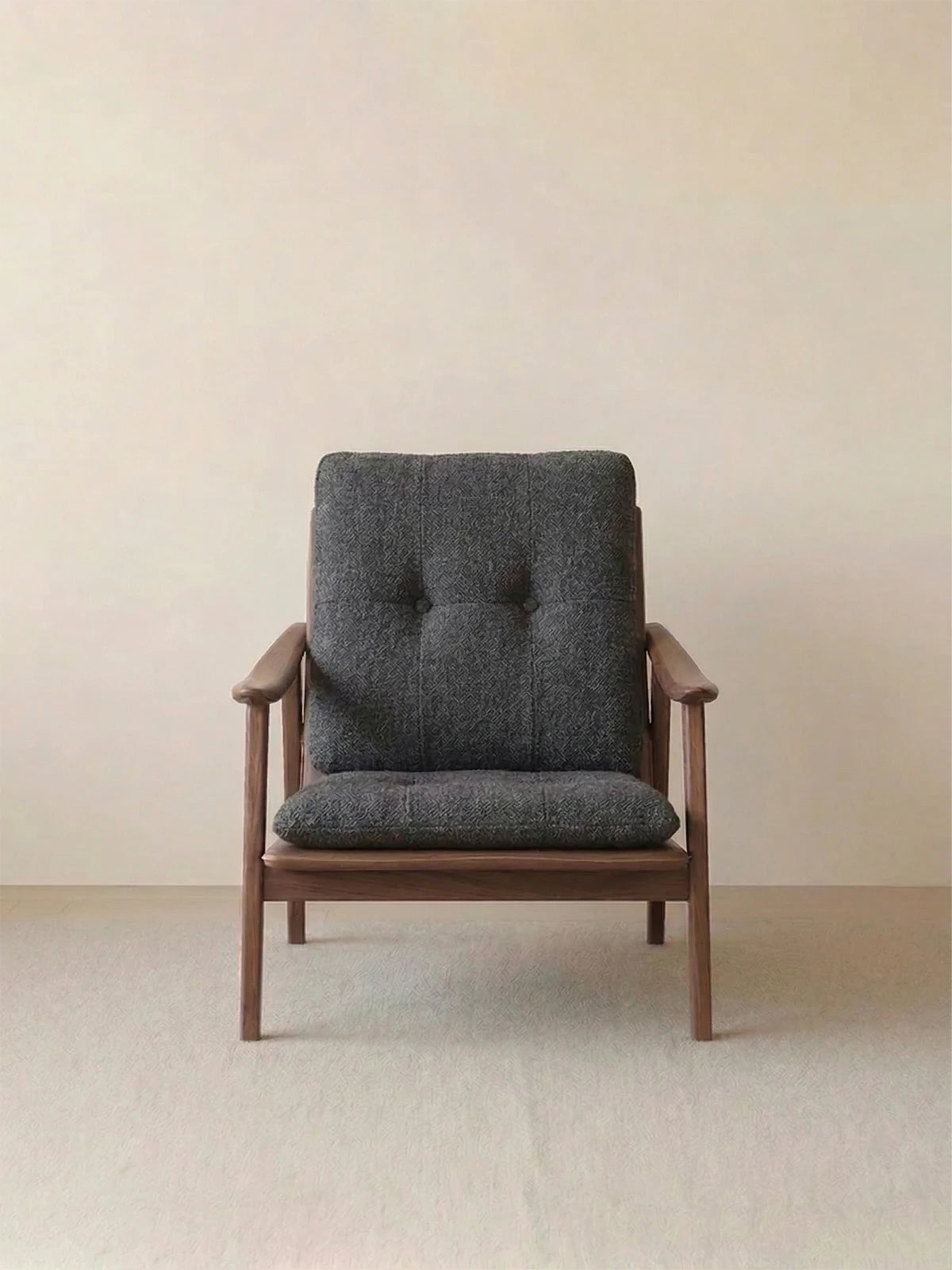 Walnutry Haven dark gray mid-century modern chair with fabric tufted cushion (Dark Gray)