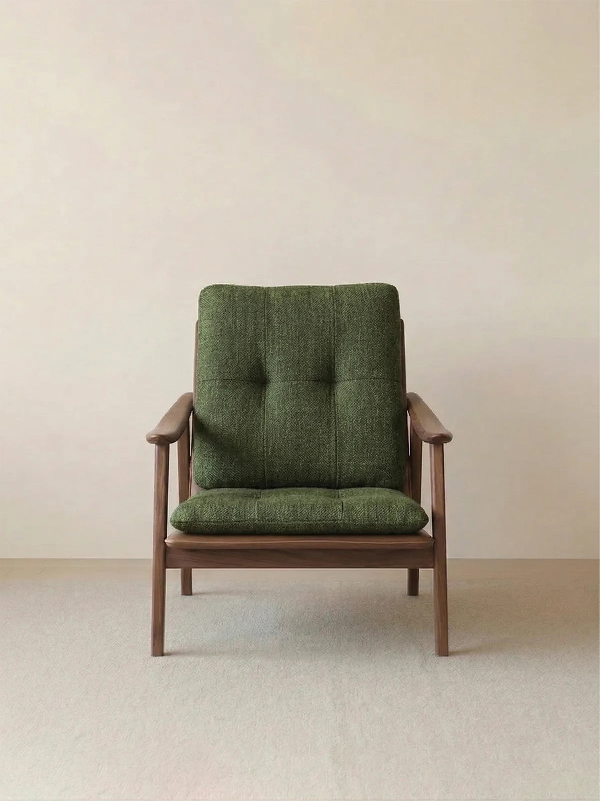 Walnutry Haven dark green mid-century modern chair with fabric tufted cushion (Dark Green)