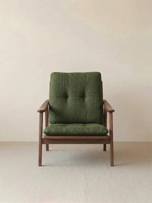 Walnutry Haven dark green mid-century modern chair with fabric tufted cushion (Dark Green)