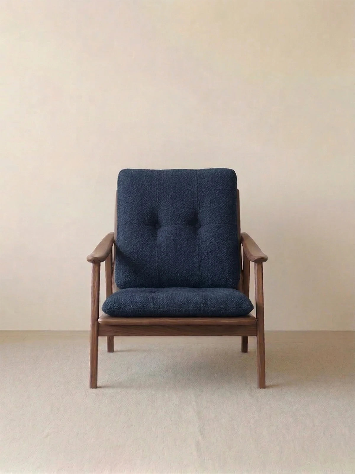 Walnutry Haven navy blue mid-century modern chair with fabric tufted cushion (Navy Blue)