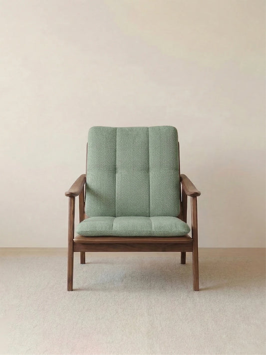 Walnutry Haven sage green mid-century modern chair with fabric tufted cushion (Sage Green)
