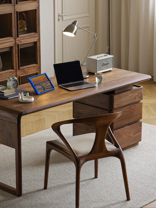 Walnutry Marlow mid century modern office desk in a bright home workspace