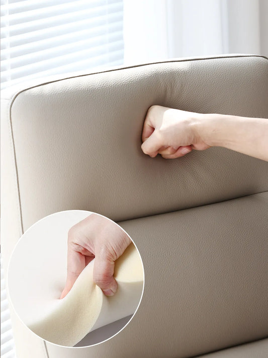 Close-up demonstrating the premium leather upholstery and resilient high-density foam padding of The Haven Lounge Chair.