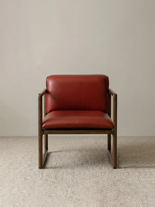 Fauteuil Verona en noyer noir massif et cuir